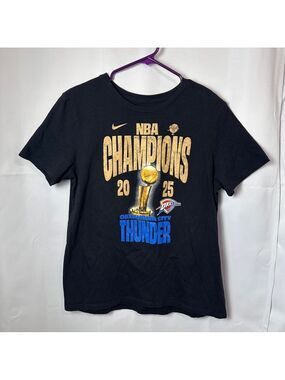 Nike Ladies OKC Thunder 2025 NBA Champions Black Tee - Size Large